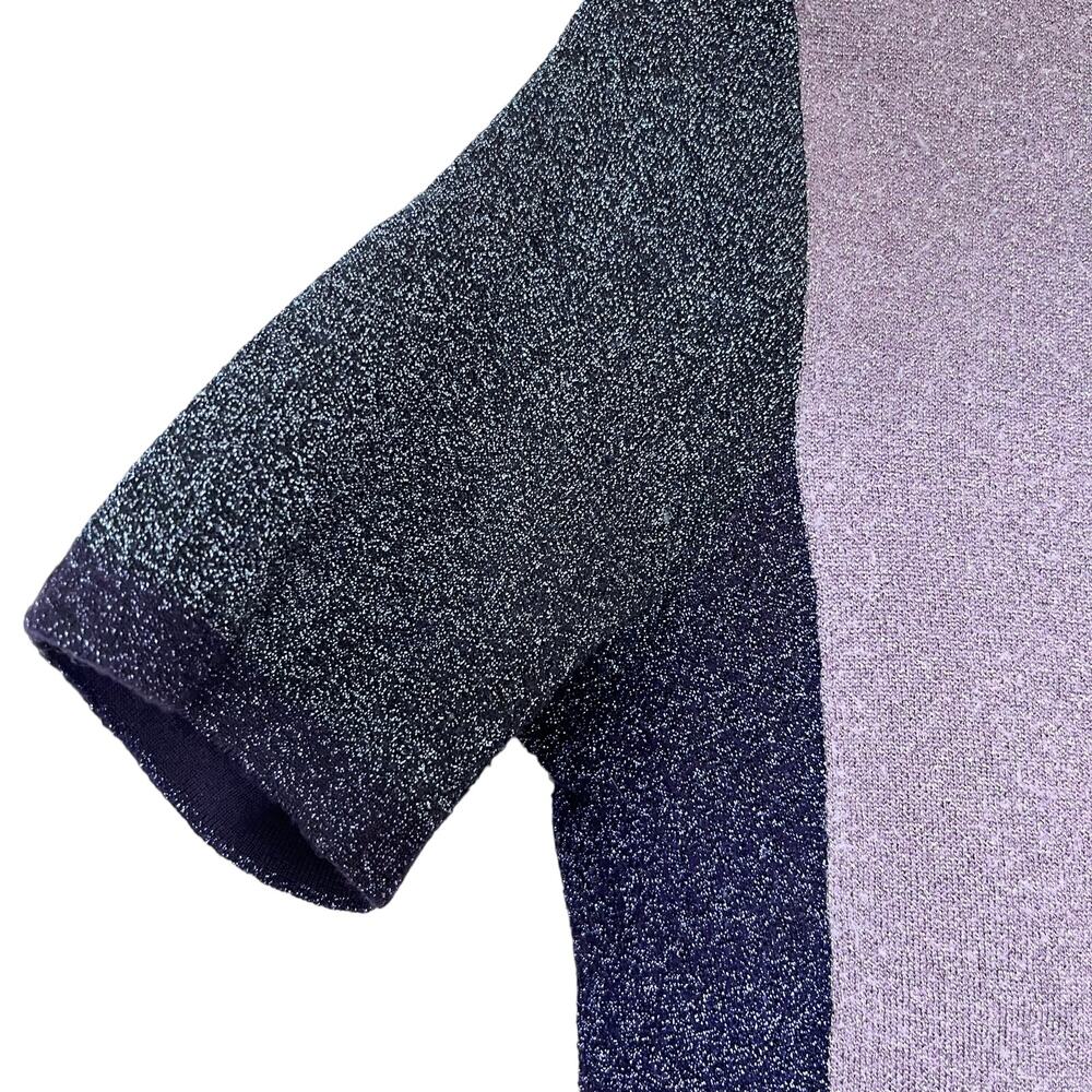 HUGO BOSS Colorblock Top Sweater Pink Purple Black Metallic Wool Blend Large - Picture 5 of 9